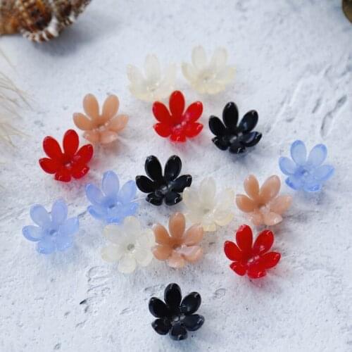 Hexagonal petals resin flower ins wind earrings jewelry accessories diy material silver earrings