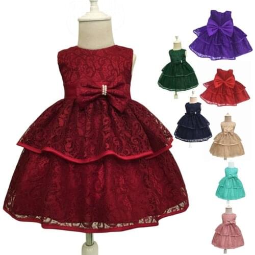 New Design Cotton Newborns Infant Dresses Lace Red Baby Dress for 1 Year Girl Baptism Birthday Christening Gown