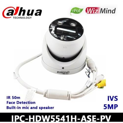 Dahua 5MP Eyeball WizMind Network Camera IPC-HDW5541H-ASE-PV IR 50 m ePOE built-in Mic & speaker Face Detection 12V DC/PoE