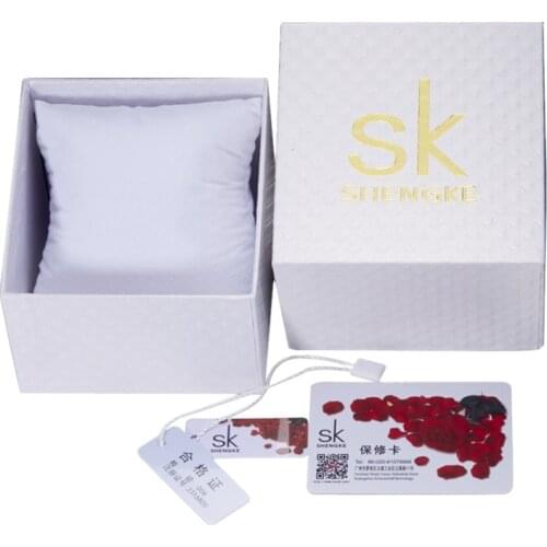 SHENGKE Watch Box White Square Watch Case SK Top Brand Gift Box SHENGKE Watches Case Paper Watch Holder Gift Package