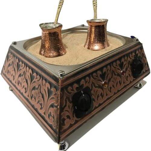 Copper Sand Turkish Arabic Coffee Maker Electric Coffee Brewer Machine + 3 Coffee Pots + 100g Turkish Coffee