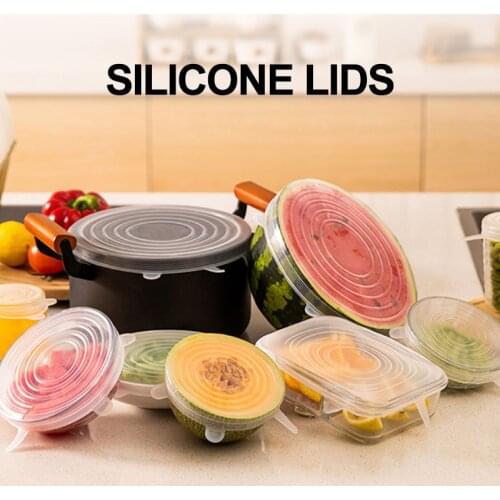 Reusable Silicone Stretch lids microwave food cover Universal cookware Bowl Pot canning jar Lid cup covers Kitchen Accessories
