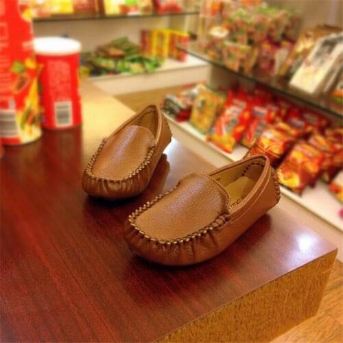 Boy Girl Unisex PU Leather Children Single Shoe Slip-on Kids Loafers Causal Flats Autumn 2021