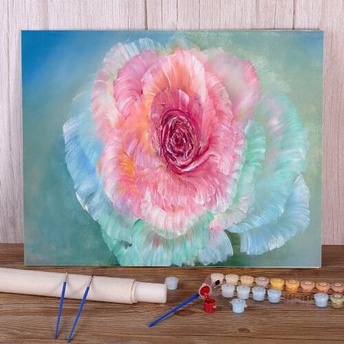 Natural Scenery Rainbow Rose Coloring By Numbers Painting Package Acrylic Paints 50*70 Boards By Numbers Wall Handiwork