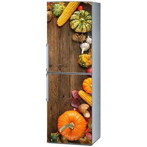 Fridge Sticker Vegetables On Wood DIY Refrigerator Dishwasher Door Wrap Kitchen Wallpaper Accessories Modern 3d Wall Stickers