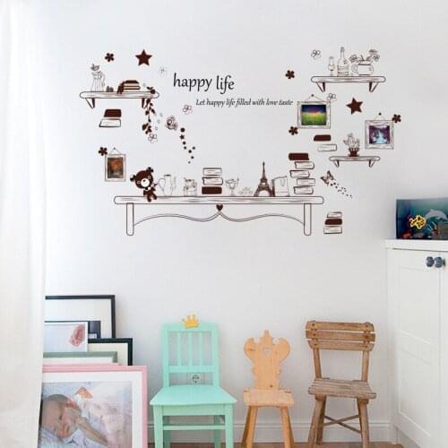 Star Bear Butterfly Shelves Wall Stickers Removable Living Room Decorative Wall Decals Fake Display Shelves Wallpaper Poster