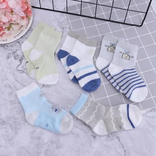 5 Pairs Socks Set Baby Boy Girl Cotton Cartoon Candy Colors Socks New Born Infant Toddler Kids Soft Sock