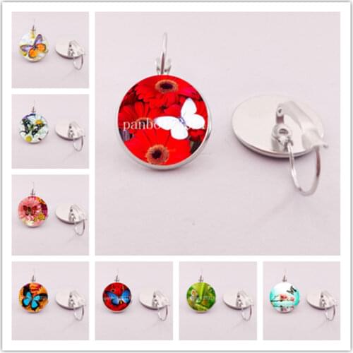 New Luxury Fashion Cabochon Pendant Flower Butterfly Earrings Big Butterfly Alloy Earrings Women 2021 Jewelry