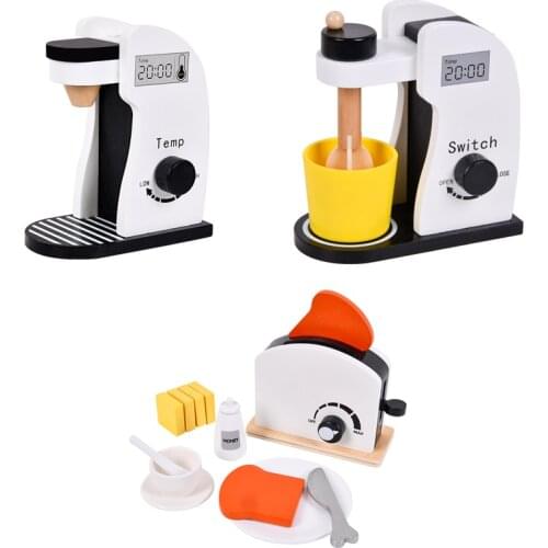 New Childrens Wooden Kitchen Pretend Play House Toy Wooden Coffee Machine Toaster Food Blender Baby Early Education Puzzle Gift