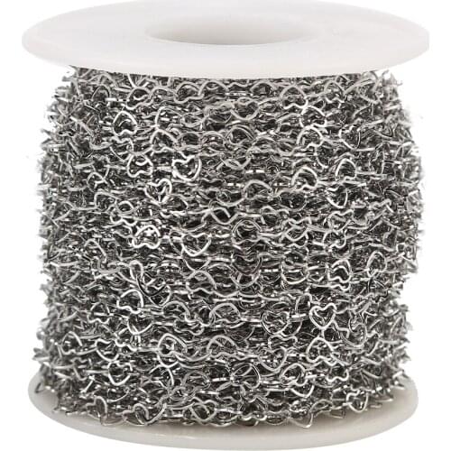 New style 1M/2M/5M/10M Stainless Steel heart Chains Link Necklace Bulk for DIY Jewelry Making Findings Chain 3.7MM width