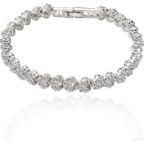 New Temperament Roman Crystal Simple Zircon Bracelet Silver Plated Hot Selling Jewellery in Europe and America