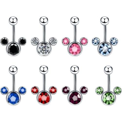 1PC Stainless Steel Navel Piercings Crystal Belly Button Ring Piercings Navel Piercing Ombligo Belly Navel Body Jewelry Piercing