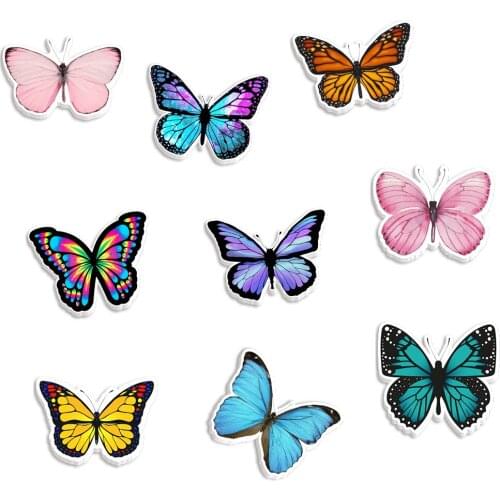 Animal Cartoon Printed Resin Planar Set of 9 Piece Butterfly Owl Cabochon for DIY Deco Bows Center Phone Case Keychain