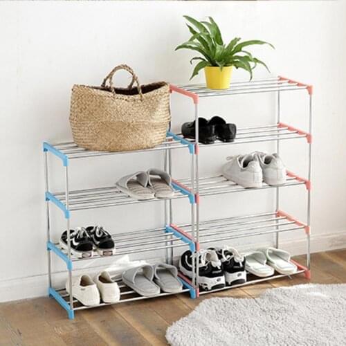 Shoe Rack 3/4 Layers Shoe Rack Assembled Easy Installation Stainless Steel Household Slipper Storage Shelf Home zapatero