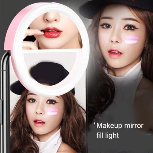 Portable Mini Selfie LED Ring Flash Fill Light Clip Camera Photography for Phone 3 Brightness Levels DQ-Drop