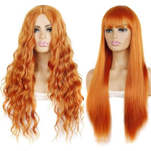 Jeedou Straight Synthetic Hair Wigs Long Style Light Brown Color Wavy Hairstyles Women Girls Cosplay Wig