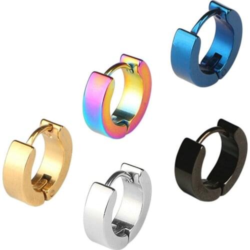 1pc Punk Retro Stainless Steel Hypoallergenic Stud Earrings Ear Clip Unisex Round Glossy Titanium Steel Earrings Mens Earrings