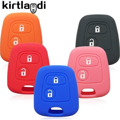 Silicone Car Key Case Cover for Peugeot 107 206 307 406 for Citroen C3 C1 Berlingo for Toyota Aygo 2 Buttons Car Keychain Holder