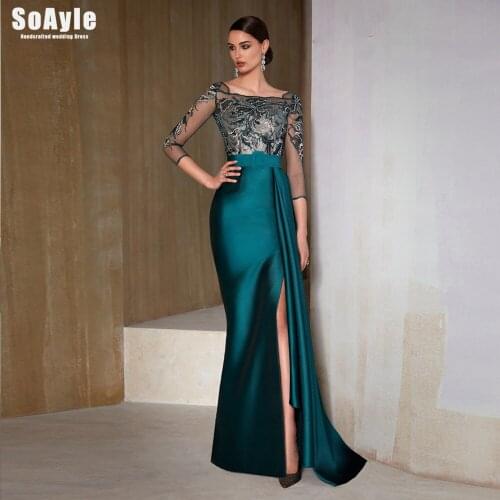 Light Finish Evening Dress Lace Bodice with Beading Boat Neckline Blet Mermaid Evening Dresses Low Cut Back Neckline SoAyle