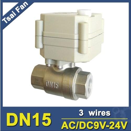 TF15-S2-B NPT/BSP 1/2'' Motor Operated Valve with Manual Override DN15 Stainless Steel AC/DC9-24V 3 Wires CE 1.0Mpa