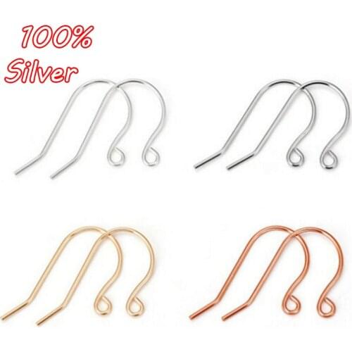 2pair 925 Sterling Silver 9 Shape Ear Hook Accessories Ladies Earring Plated Gold DIY Ear Line Jewelry Making Supplies Wholesale