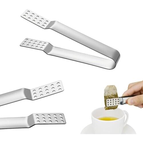 Stainless Steel Tea Bag Clip Anti-hot Clamp Tong Small Food Clips Kitchen Salad Toast Tong Tweezer Bacon Sugar Ice Tea Utensil