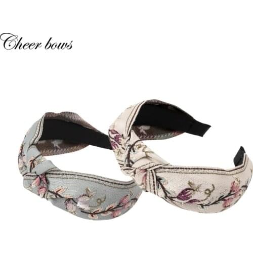 Women Embroidered Hair Accessories Vintage Flower Knot Fabric Hair Bands For Women Girls Fashion Autumn Winter Lady Headbands