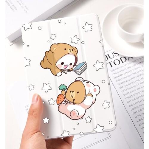 Ipad 2 3 4 White Leather PU Hard Back Case Cartoon Bears Cover Protective For 2020 iPad Pro 11 12.9 10.5 7.9 inch Mini 1 2 3 5