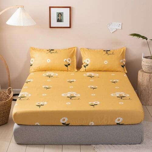 1pcs 100% Polyester Solid Bed Mattress Set With Four Corners Elastic Band Sheets (no pillowcase) Soft Printed Bed Sheet Cover