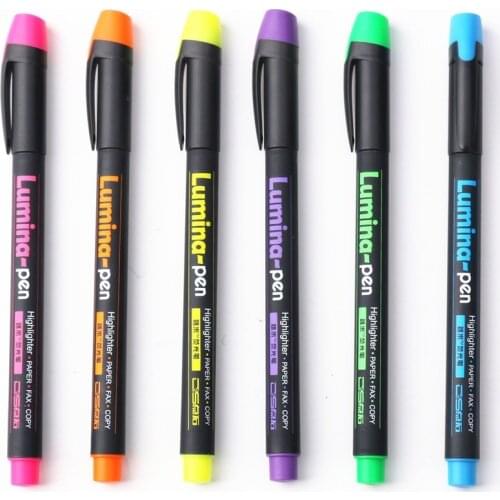 1pcs/lot Lumina pens Highlighter for paper copy fax DIY drawing Marker pen Stationery office material School supplies 6colors