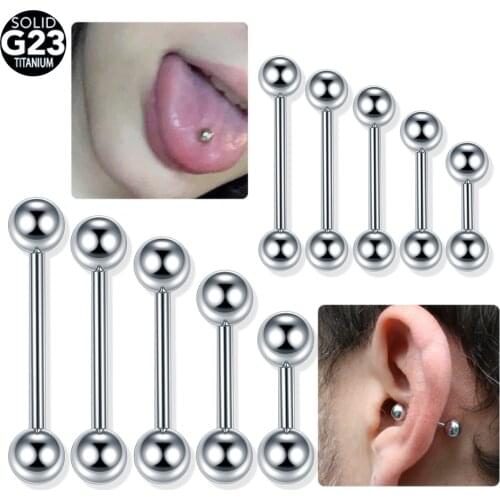 1PC Titanium Tongue Piercing Internally Thread Industrial Barbell Rings Tongue Bar Ear Tragus Helix Ear Piercings Body Jewelry
