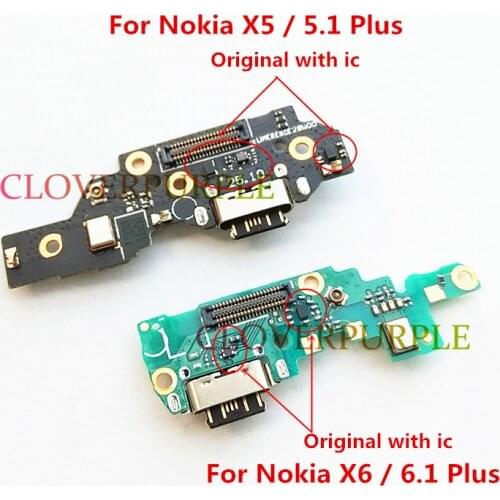 10x Original USB Charging Port Flex Cable For Nokia X6/ 6.1 Plus X5/ 5.1 Plus Dock Charger Connector Mic Microphone Board Module