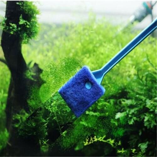 2 Head Plastic Handle Cleaning Sponge Brush Aquarium Glass Algae Cleaner Glass Fish Tank Cleaner Plant Aquarium Accessories