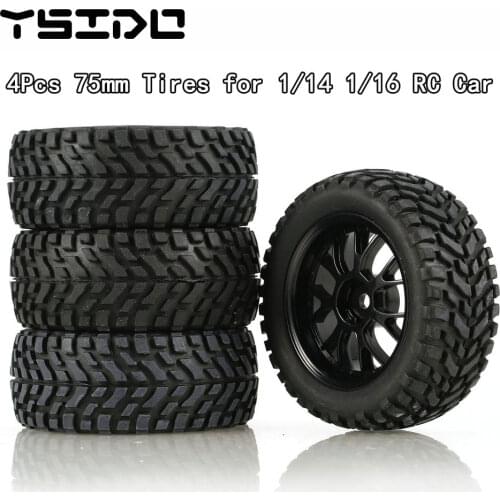4Pcs 75mm 1/14 1/16 Scale Off Road Buggy Tires Wheel 12mm Hex Hubs w/ Foam Inserts for Wltoys 144001 RC Car