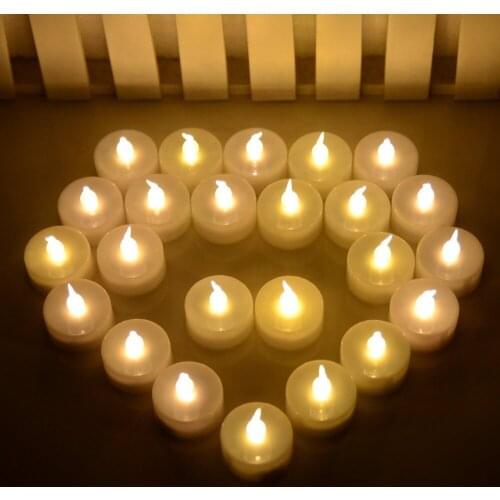 50pcs/set yellow Led Battery Operated Flameless Tealight Wedding Christmas Electronic Candle Tea Light Gift