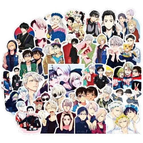 50pcs YURI!!! On ICE Anime Sticker Cartoon PVC For Graffiti Stickers Case Laptop Car Suitcase Luggage Guitar Children Toys F4