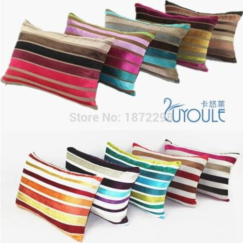 Free Shipping Custom 30x45cm 35x50cm 40x60cm 55x55cm Cotton/Rayon Yarn Dyed Stripe Plain Velvet Cushion Cover HT-CRVYDC-L