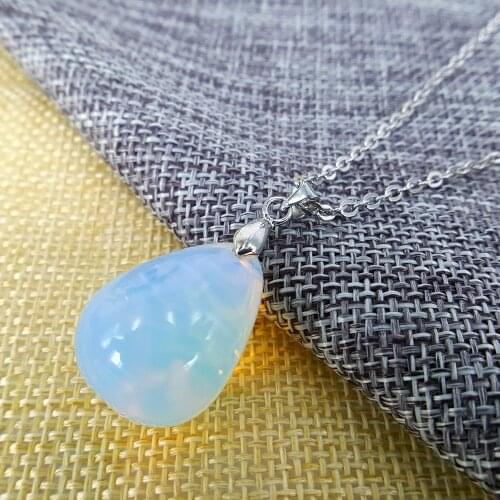 Natural stone clavicle chain alloy opal drop-shaped birthstone necklace banquet party womens clothing matching accessories