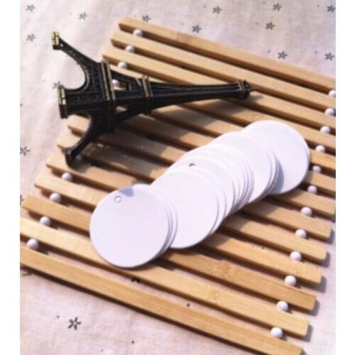 DIY 200pcs/lot 3.5cm paper tag blank brown/white color round shape gift tags price tags kraft hangtags 350gsm 3mm hole RHT002