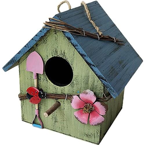 Design Multicolor Outdoor Wooden Bird Feeder Courtyard Villa Balcony Hanging Rainproof Bird Feeder Home Garden Accessories