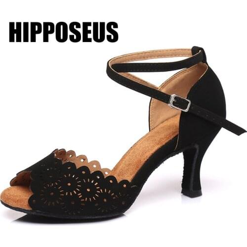 Hipposeus New Dancing Shoes Women Latin Girls Salsa Tango Dance-Shoes Soft Suede Ladies Ballroom Modern Dance Shoes Professional