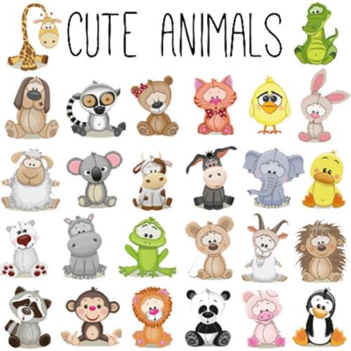 Clothing for Children Applications Set Cute Animal Sticker Iron on Patches DIY T-shirt Heat Transfer Vinyl Clothes Applique PSG