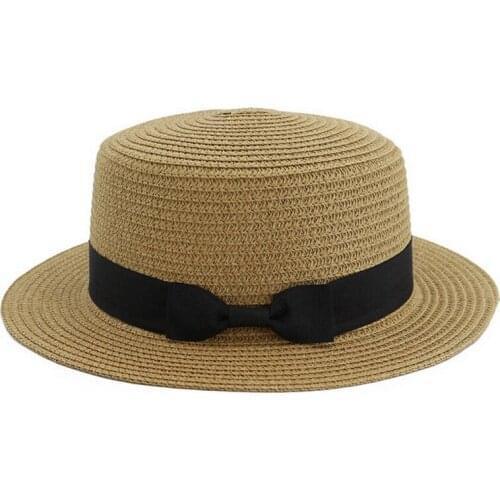 DHL or fedex 50pcs/lot Summer Parent-child Beach Hat Female Casual Hat Lady Women Flat Brim Bowknot Straw Cap Girls Sun Hat