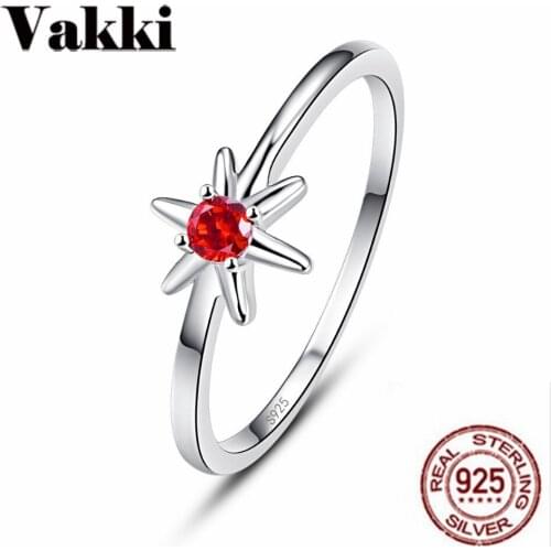 Fashion Red CZ Crystal Stone Slvier Color Rings Engagement Hexagon Star Ring for Women Fashion Jewelry