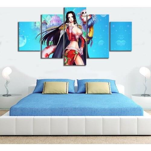 HD Prints Modular 5 Panel ONE PIECE Boa Hancock Pictures Canvas Painting Home Decor For Bedroom Anime Wall Art Poster