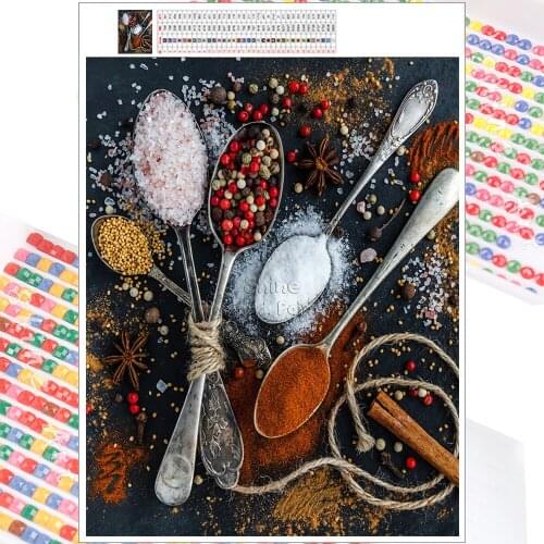 5D DIY Diamond Painting Kit Scenery Seasoning Colorful Mosaic Embroidery Full Square Round Christmas Gift Home Decor