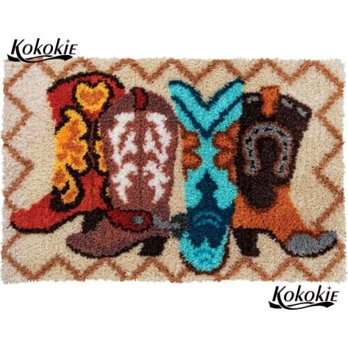 Latch hook kits rug vloerklee diy tapijt cross stitch kits embroidery needlework sets High heels pattern mat cushion Crocheting