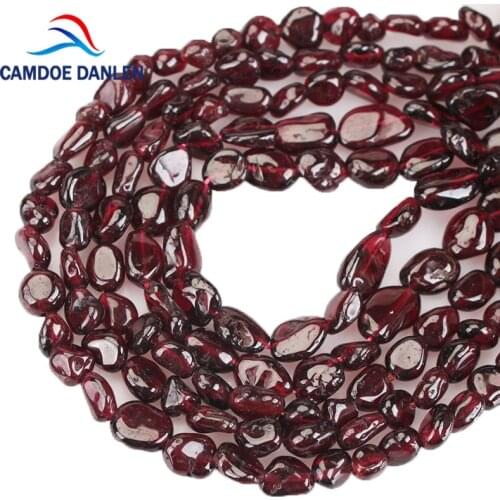 Natural Lrregular Oval Stone Dark Ted Garnet Beads 4-6mm 7-9mm 15" Gravel Beads Fit Diy Bracelet Necklace For Jewelry Making