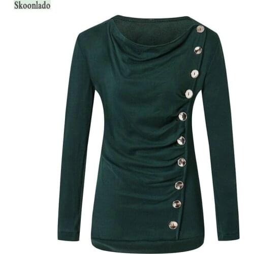 Newest plus size women shirt Ladies round neck long sleeve stitching button T-shirt original hot sale design fashion women tops