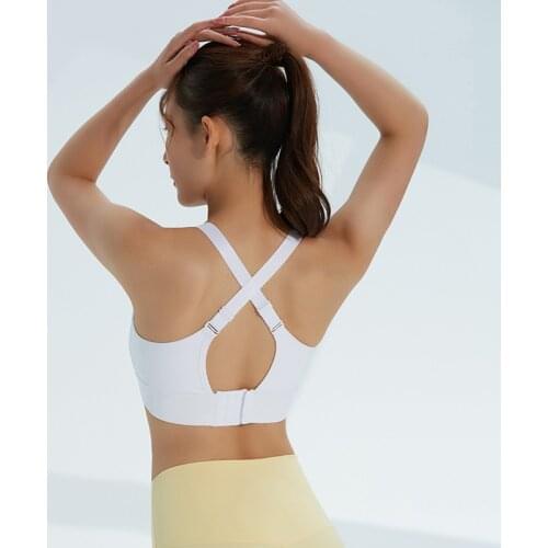 2021 New No Steel Ring Fixed Chest Pad Sports Bra Womens Shoulder Strap Adjustable Shockproof Yoga Bra Elastic Fitness Vest